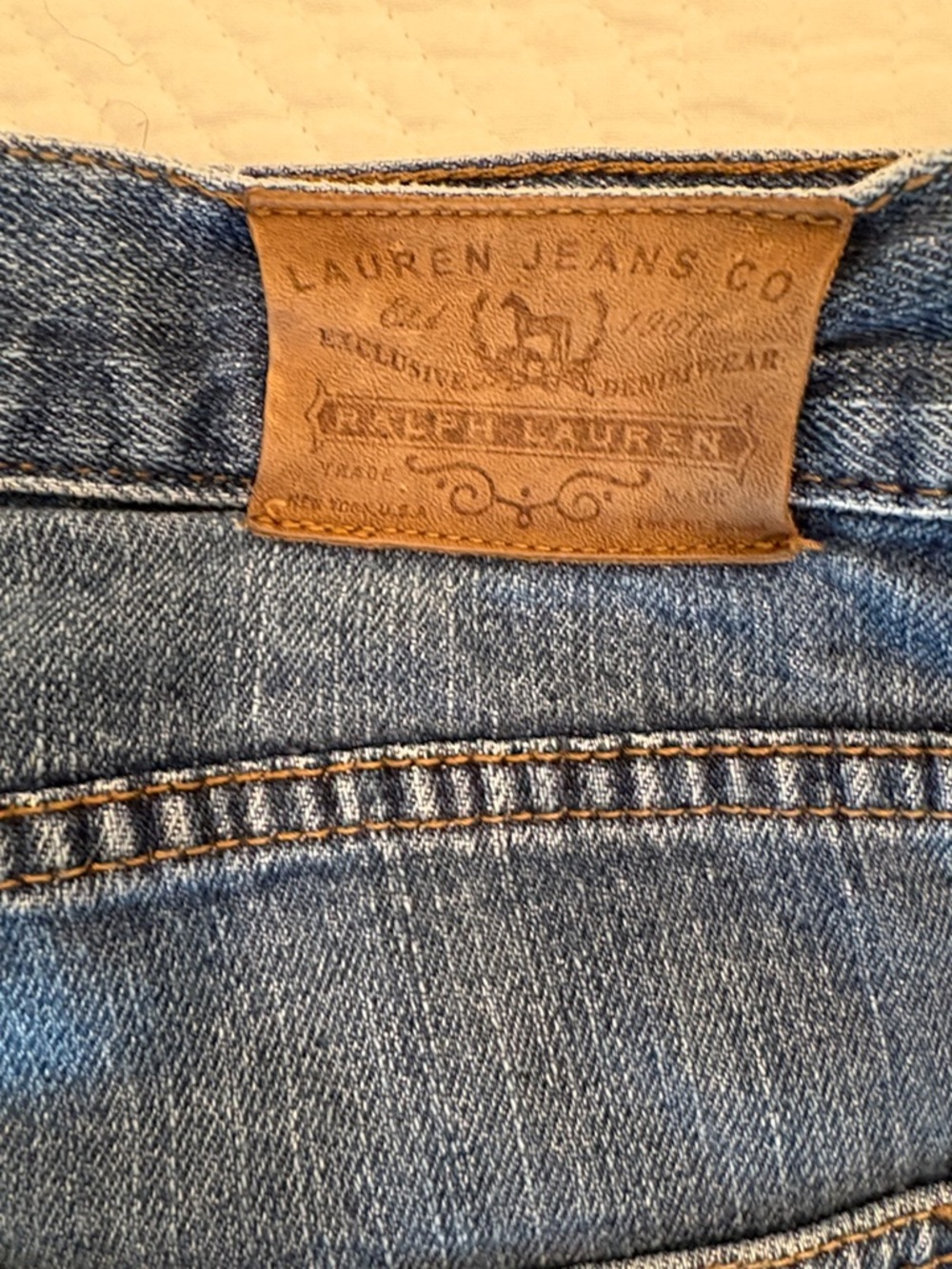 Vintage Lauren Ralph Lauren Women's Straight Leg Jeans in Medium Blue - Picture 6 of 8
